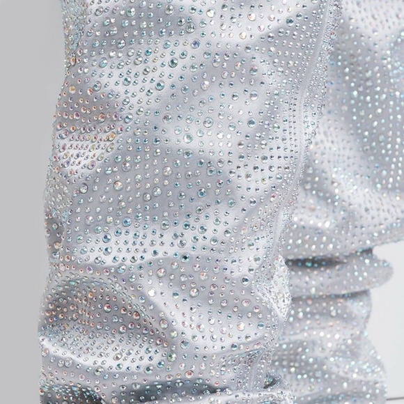 NEW๐ฅ Dazzling Rhinestone Knee High Boot High Heel - Picture 4 of 7